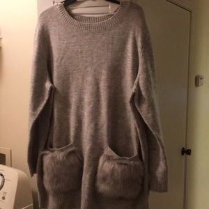 Cute grey Lane Bryant sweater with hand warmers